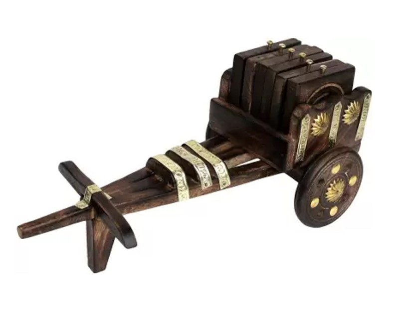 Wooden Bullock Cart Tea Coaster