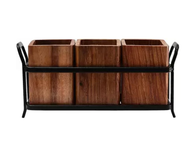 Wooden Cutlery Holder Case