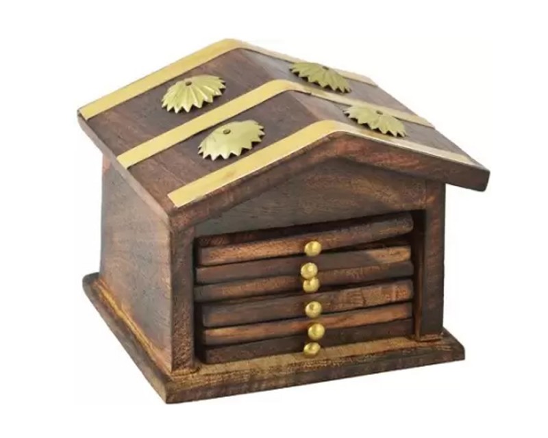 Goodwill Crafts Square Wood Coaster Set